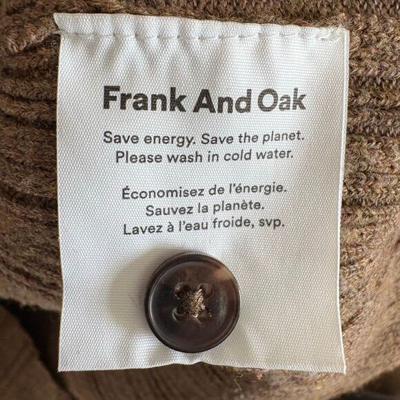 Frank & Oak Tan Brown Organic Ribbed Button down Midi Sweater Dress Belted - Picture 6 of 7